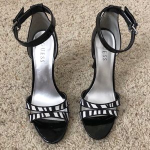 Guess Zebra Strappy High Heel, Size 8M